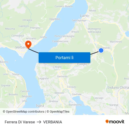 Ferrera Di Varese to VERBANIA map