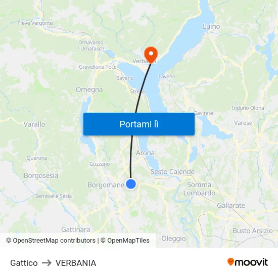Gattico to VERBANIA map
