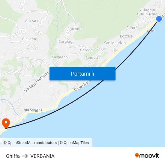 Ghiffa to VERBANIA map