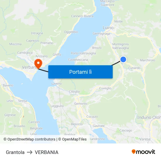 Grantola to VERBANIA map