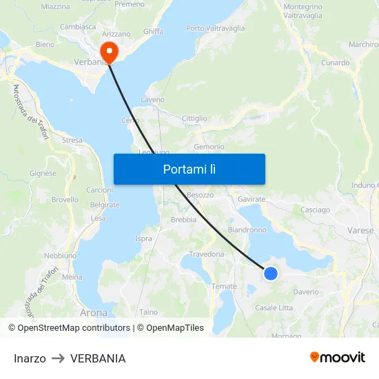 Inarzo to VERBANIA map