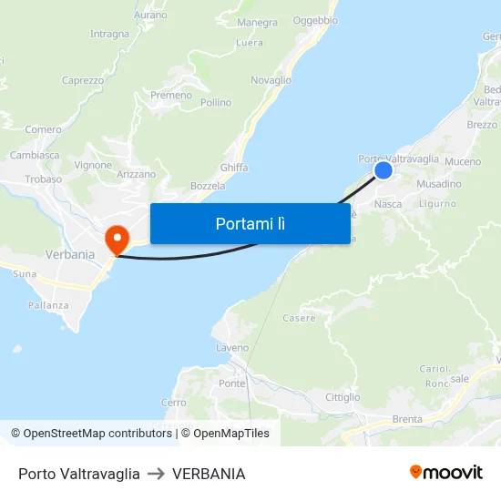 Porto Valtravaglia to VERBANIA map