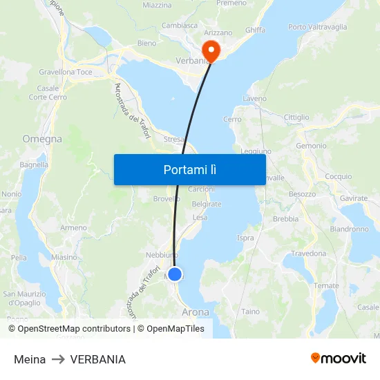 Meina to VERBANIA map