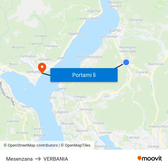 Mesenzana to VERBANIA map