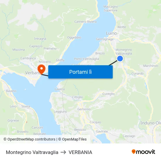 Montegrino Valtravaglia to VERBANIA map
