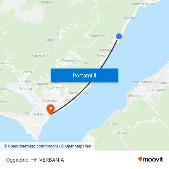 Oggebbio to VERBANIA map