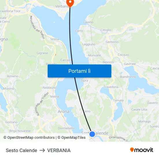 Sesto Calende to VERBANIA map