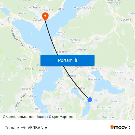 Ternate to VERBANIA map
