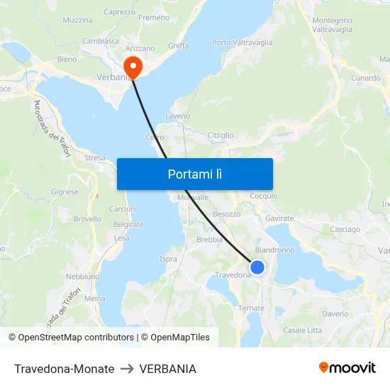 Travedona-Monate to VERBANIA map