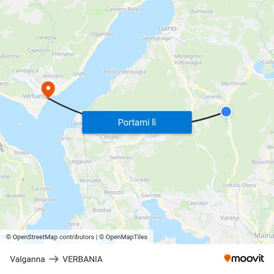 Valganna to VERBANIA map