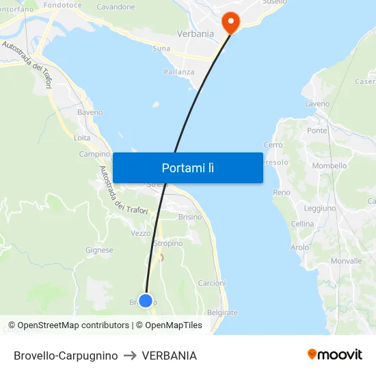 Brovello-Carpugnino to VERBANIA map