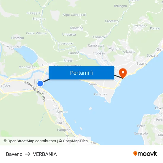 Baveno to VERBANIA map
