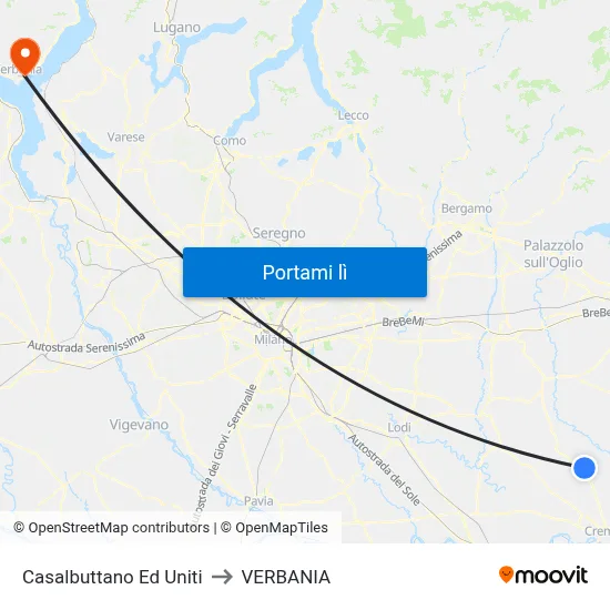 Casalbuttano Ed Uniti to VERBANIA map