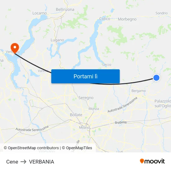 Cene to VERBANIA map