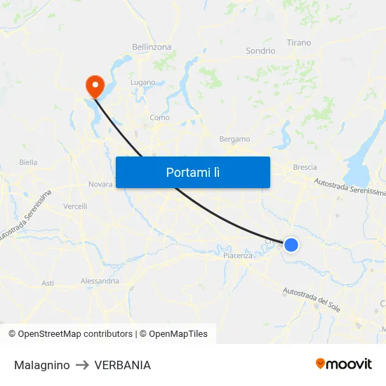 Malagnino to VERBANIA map