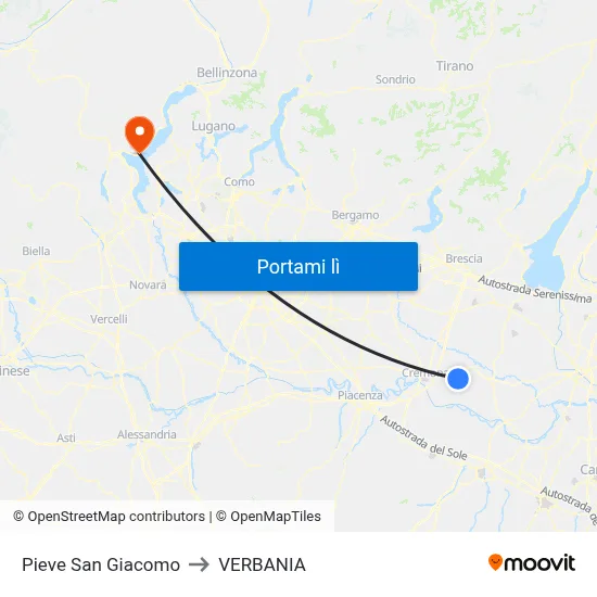 Pieve San Giacomo to VERBANIA map