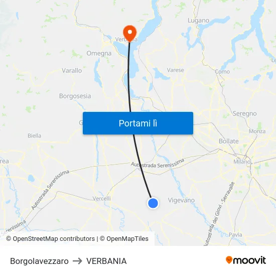 Borgolavezzaro to VERBANIA map