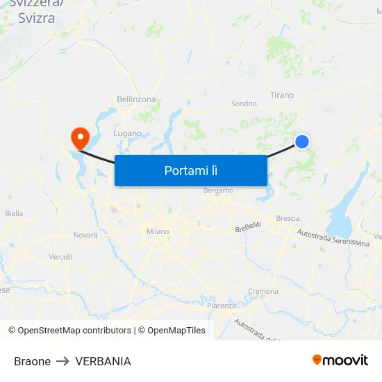 Braone to VERBANIA map