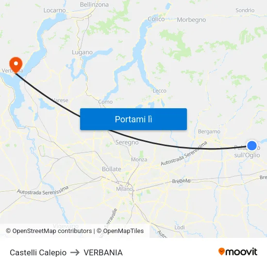 Castelli Calepio to VERBANIA map
