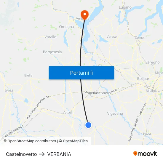Castelnovetto to VERBANIA map