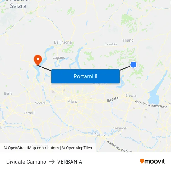 Cividate Camuno to VERBANIA map