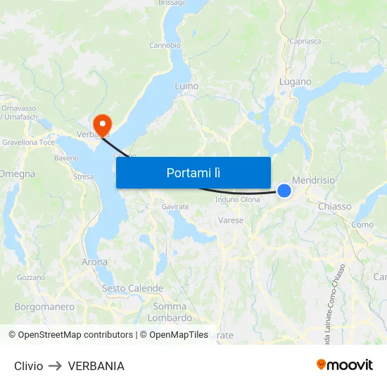 Clivio to VERBANIA map