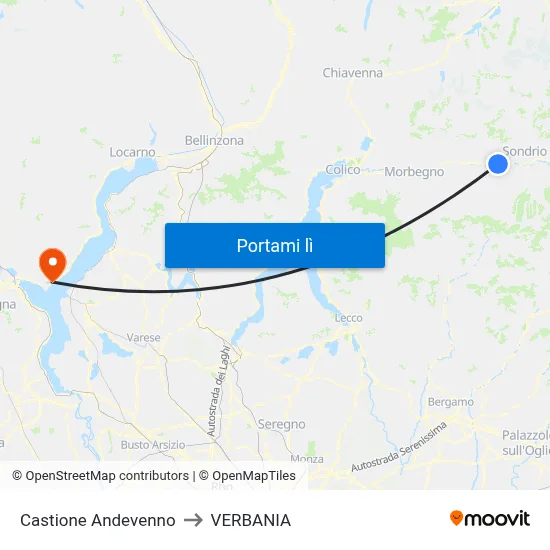 Castione Andevenno to VERBANIA map
