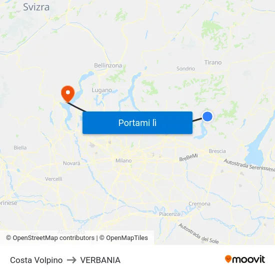 Costa Volpino to VERBANIA map