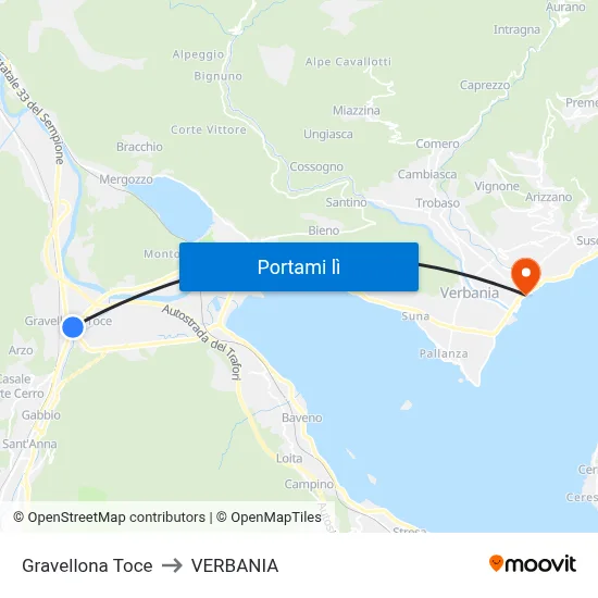Gravellona Toce to VERBANIA map