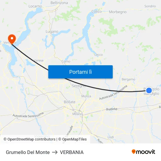 Grumello Del Monte to VERBANIA map