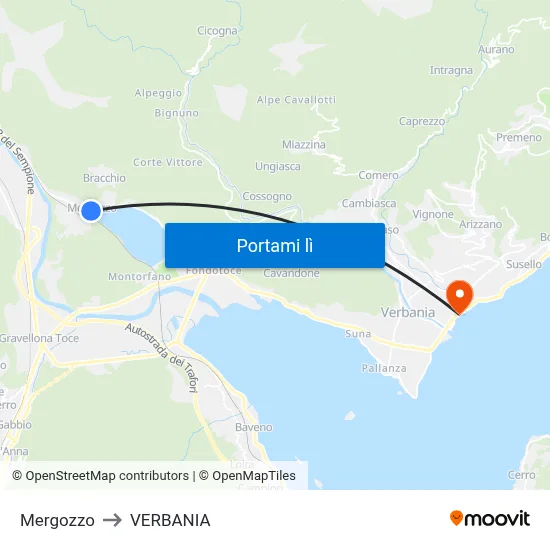 Mergozzo to VERBANIA map