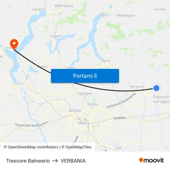 Trescore Balneario to VERBANIA map