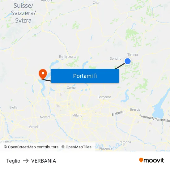 Teglio to VERBANIA map