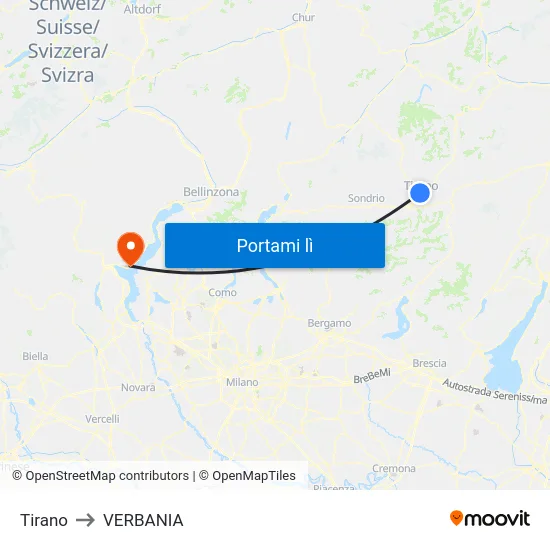 Tirano to VERBANIA map