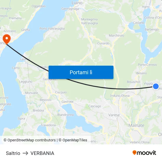 Saltrio to VERBANIA map