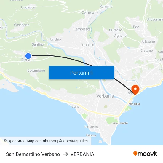 San Bernardino Verbano to VERBANIA map