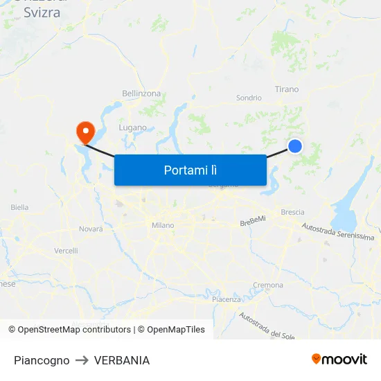 Piancogno to VERBANIA map