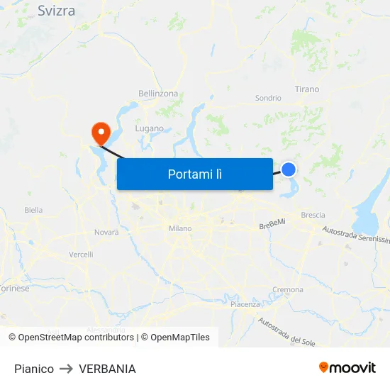 Pianico to VERBANIA map