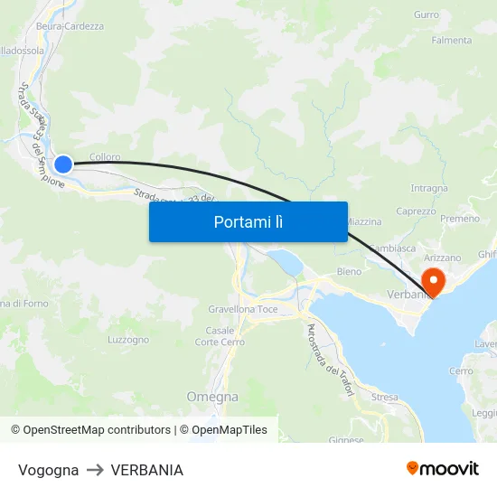 Vogogna to VERBANIA map