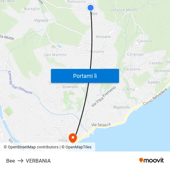 Bee to VERBANIA map
