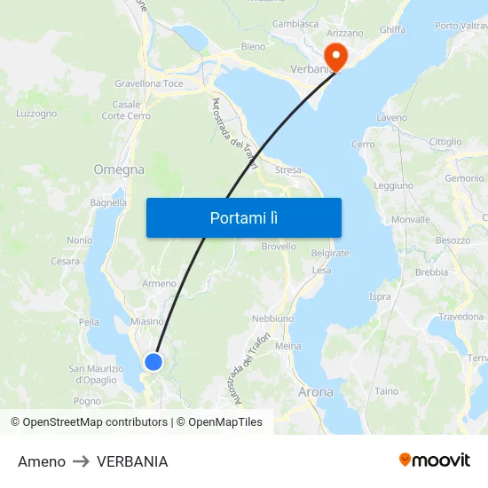 Ameno to VERBANIA map