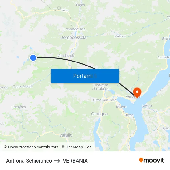 Antrona Schieranco to VERBANIA map