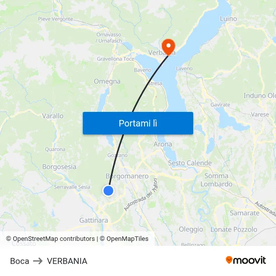 Boca to VERBANIA map