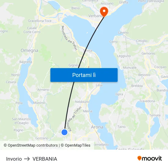 Invorio to VERBANIA map