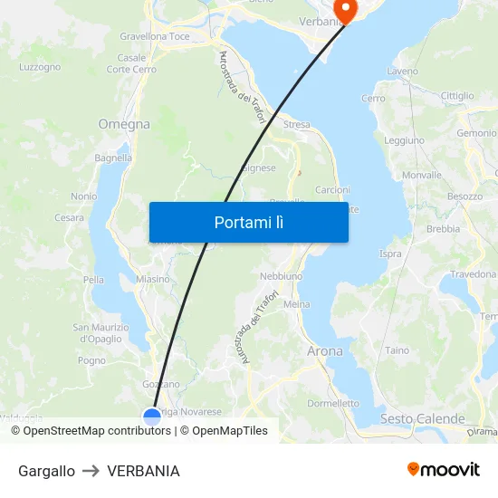 Gargallo to VERBANIA map