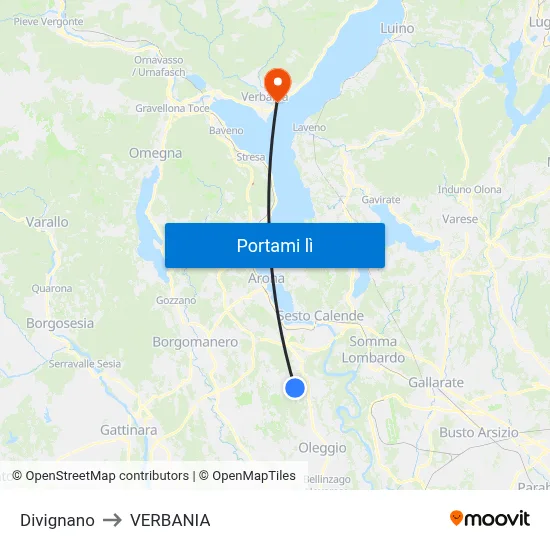Divignano to VERBANIA map