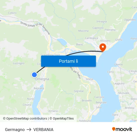 Germagno to VERBANIA map