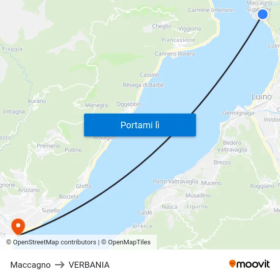 Maccagno to VERBANIA map