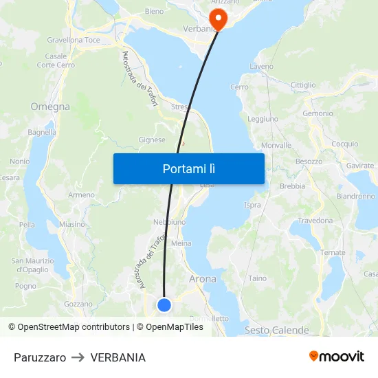 Paruzzaro to VERBANIA map