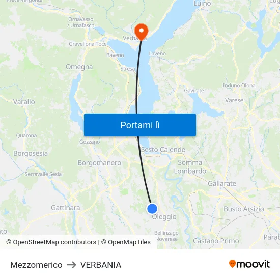 Mezzomerico to VERBANIA map